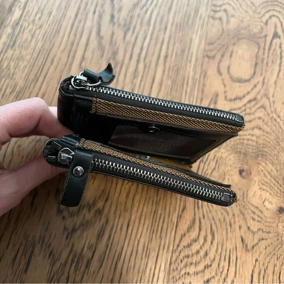 Black and Brown Unisex Pocket Wallet with zippers and compartments - Picture 7 of 10